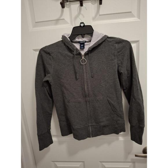 GAP Tops - GAP Medium Gray Stretch Full Zip Athleisure Classic Hooded Jacket